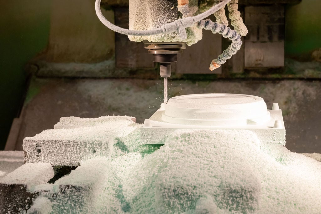 CNC machine cutting a glass tool with ultra-precision