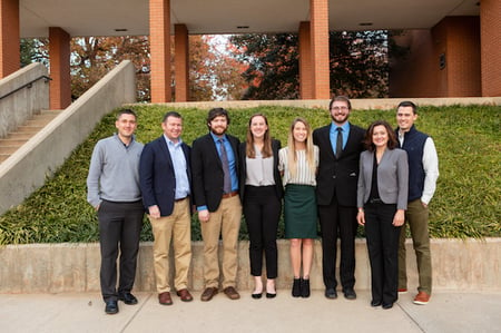 eastman clemson students standing outside in business professional attire